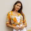 Women Daniel Rainn | Teresa Floral Button-Down Top O079 Orange