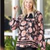 Women Daniel Rainn | Dark Floral Peasant Blouse J518 Black