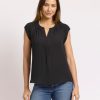 Women Daniel Rainn | Adalee Cap Sleeve Top With Lace Black