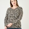 Curvy Daniel Rainn | Gracie Animal Print Sweater (Plus Size) H103 Latte