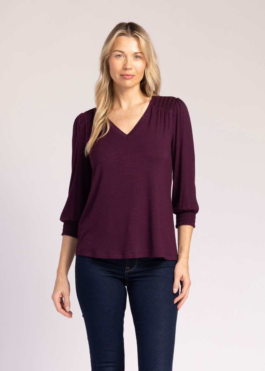 Women Daniel Rainn | Rowan 3/4 Sleeve Knit Top New Plum