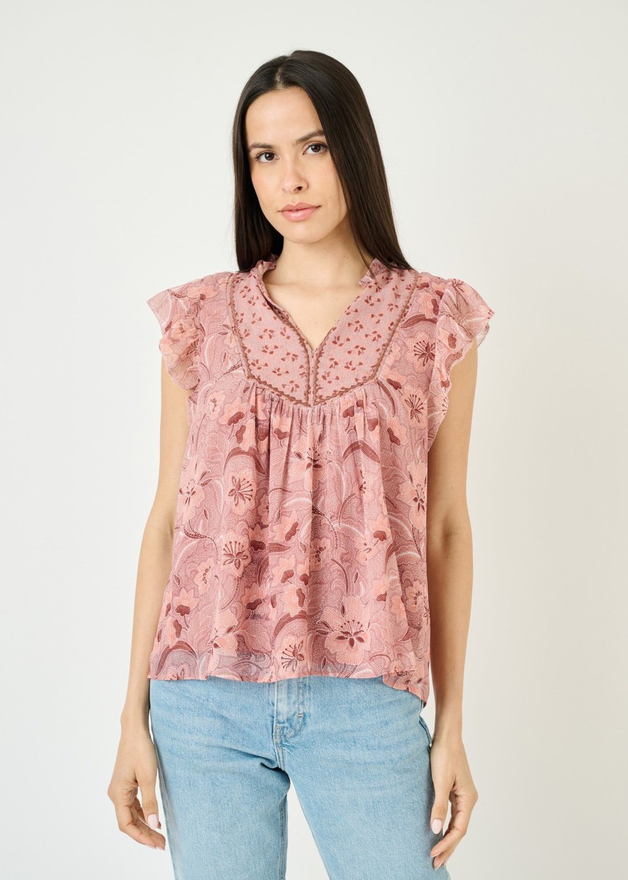 Women Daniel Rainn | Adalyn Ruffle Sleeve Top N677 Lt. Grape