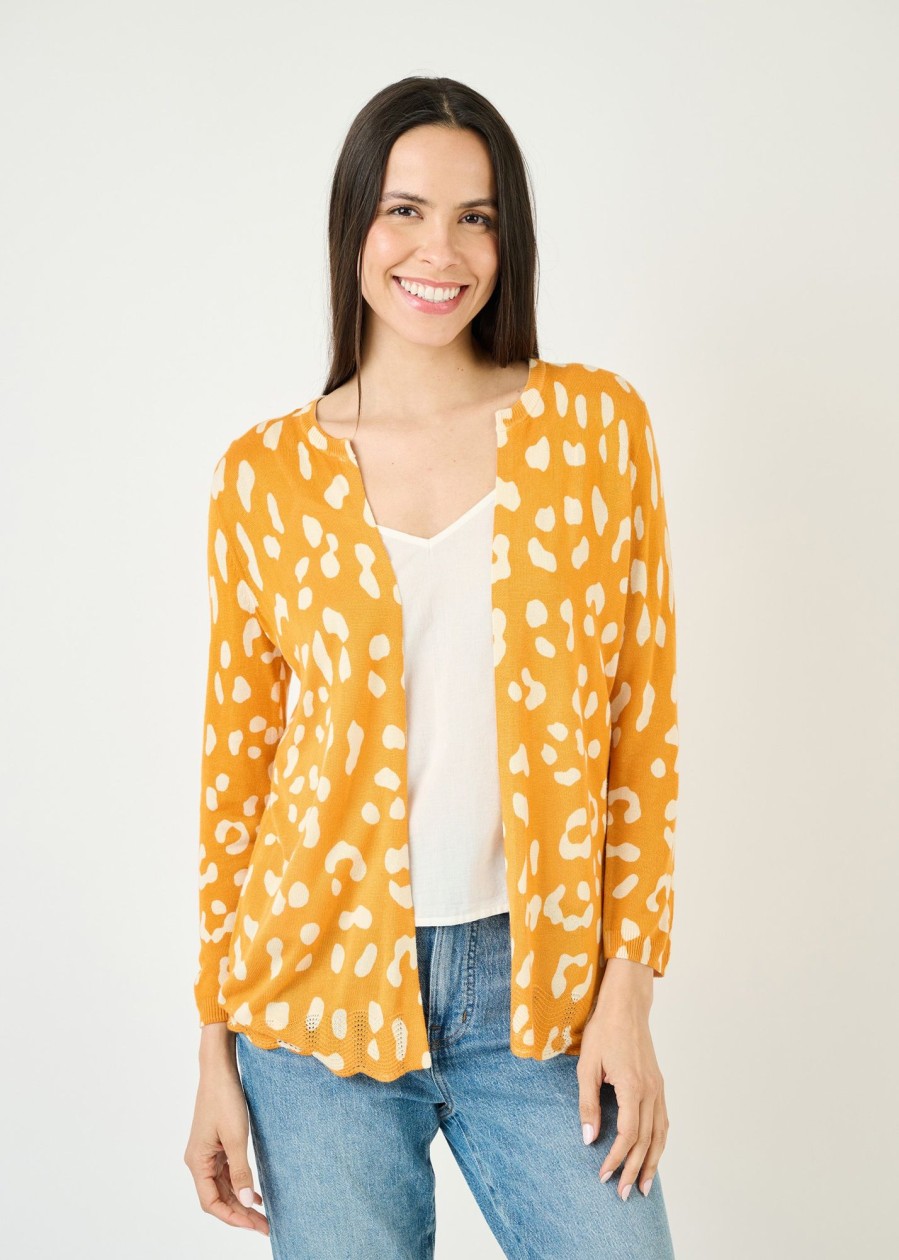 Women Daniel Rainn | Jaylee Abstract Print Cardigan N603 Apricot