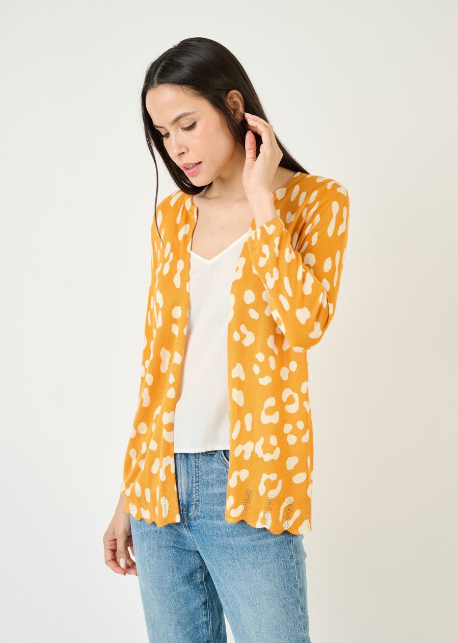 Women Daniel Rainn | Jaylee Abstract Print Cardigan N603 Apricot