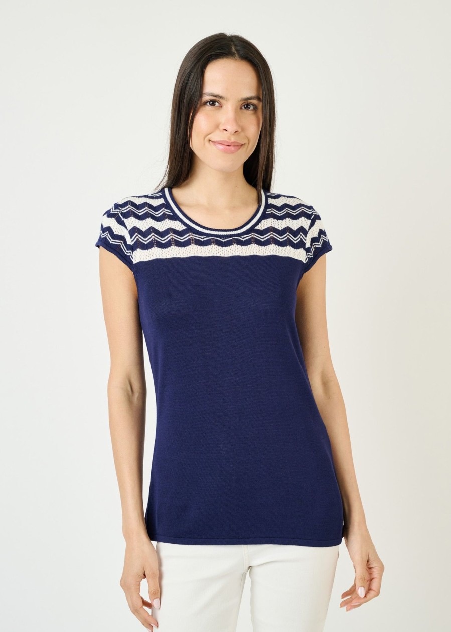 Women Daniel Rainn | Emmie Pointelle Sweater Indigo