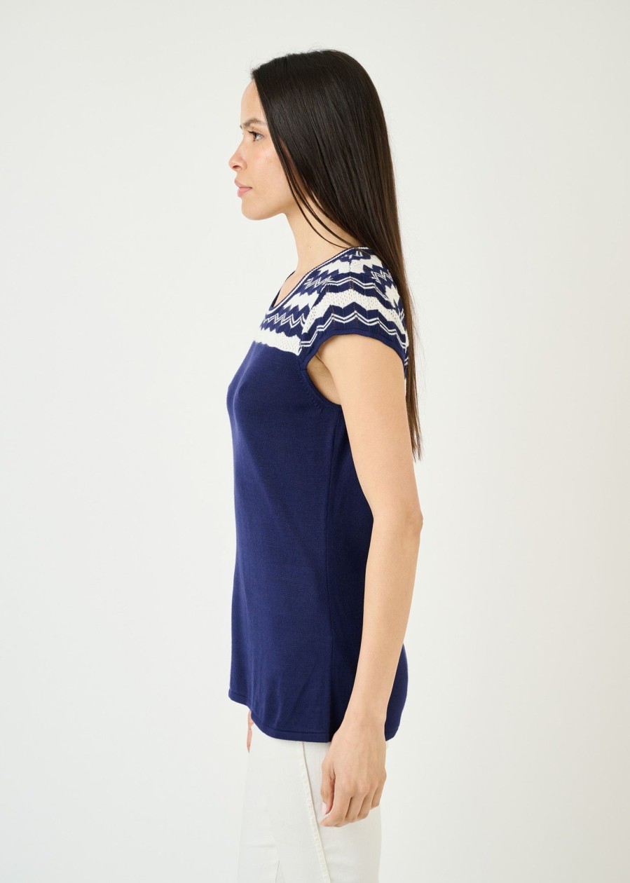 Women Daniel Rainn | Emmie Pointelle Sweater Indigo