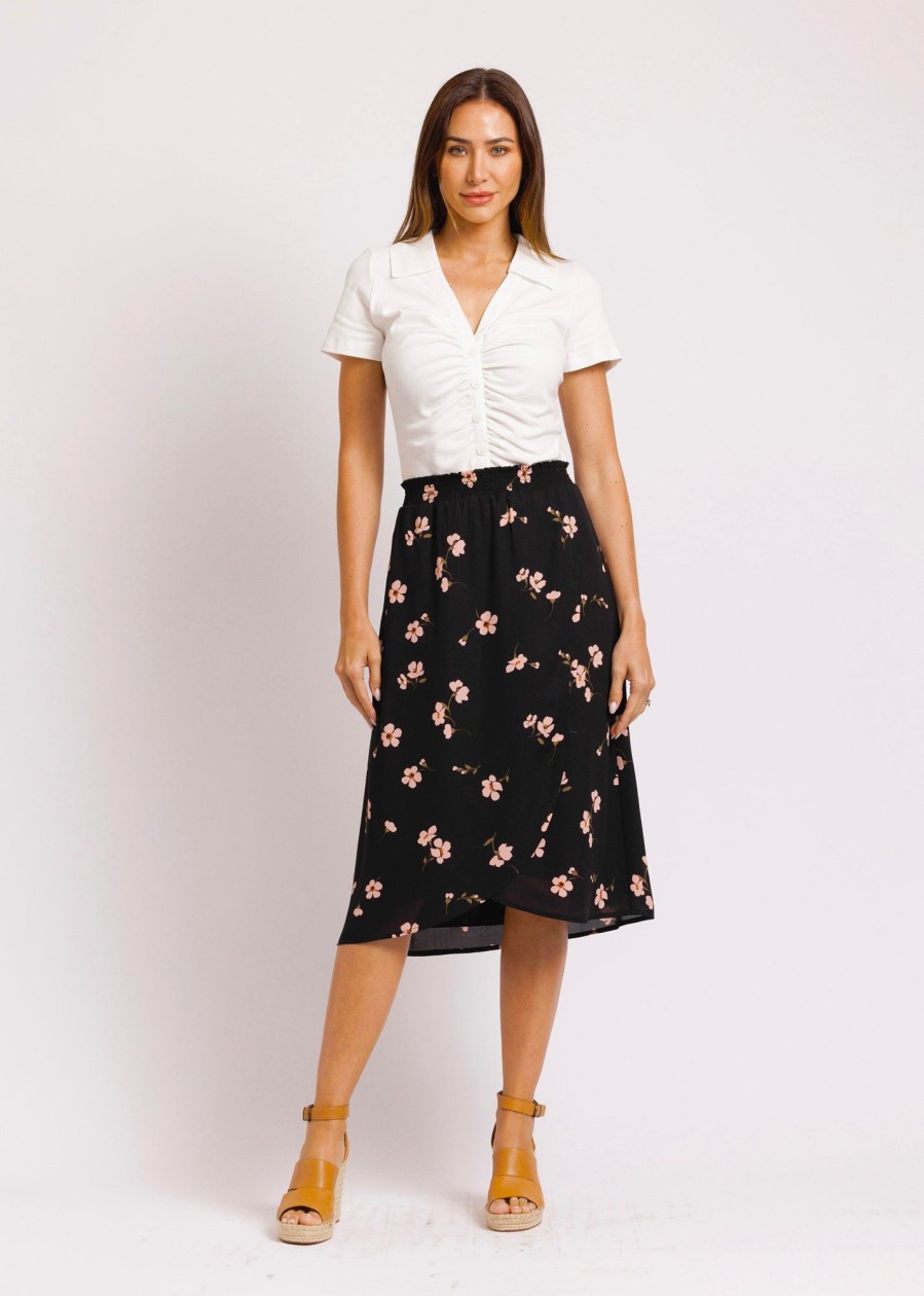 Women Daniel Rainn | Patricia Floral Wrap Skirt M989 Black