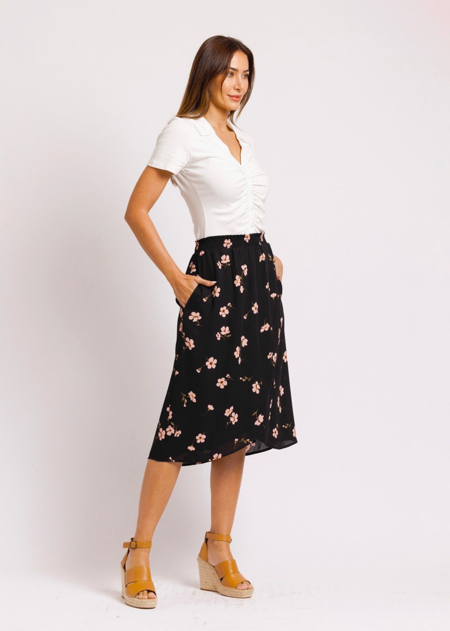 Women Daniel Rainn | Patricia Floral Wrap Skirt M989 Black