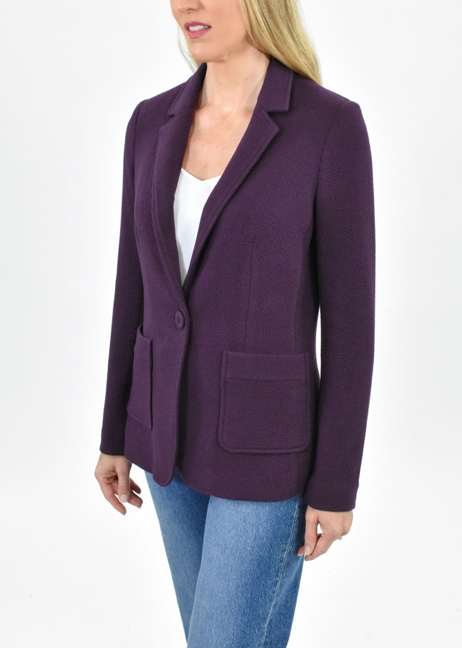 Women Daniel Rainn | Dalary Knit Blazer With Pockets Eggplant