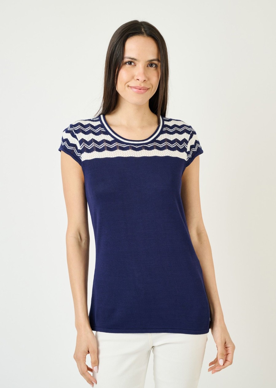 Women Daniel Rainn | Emmie Pointelle Sweater Indigo