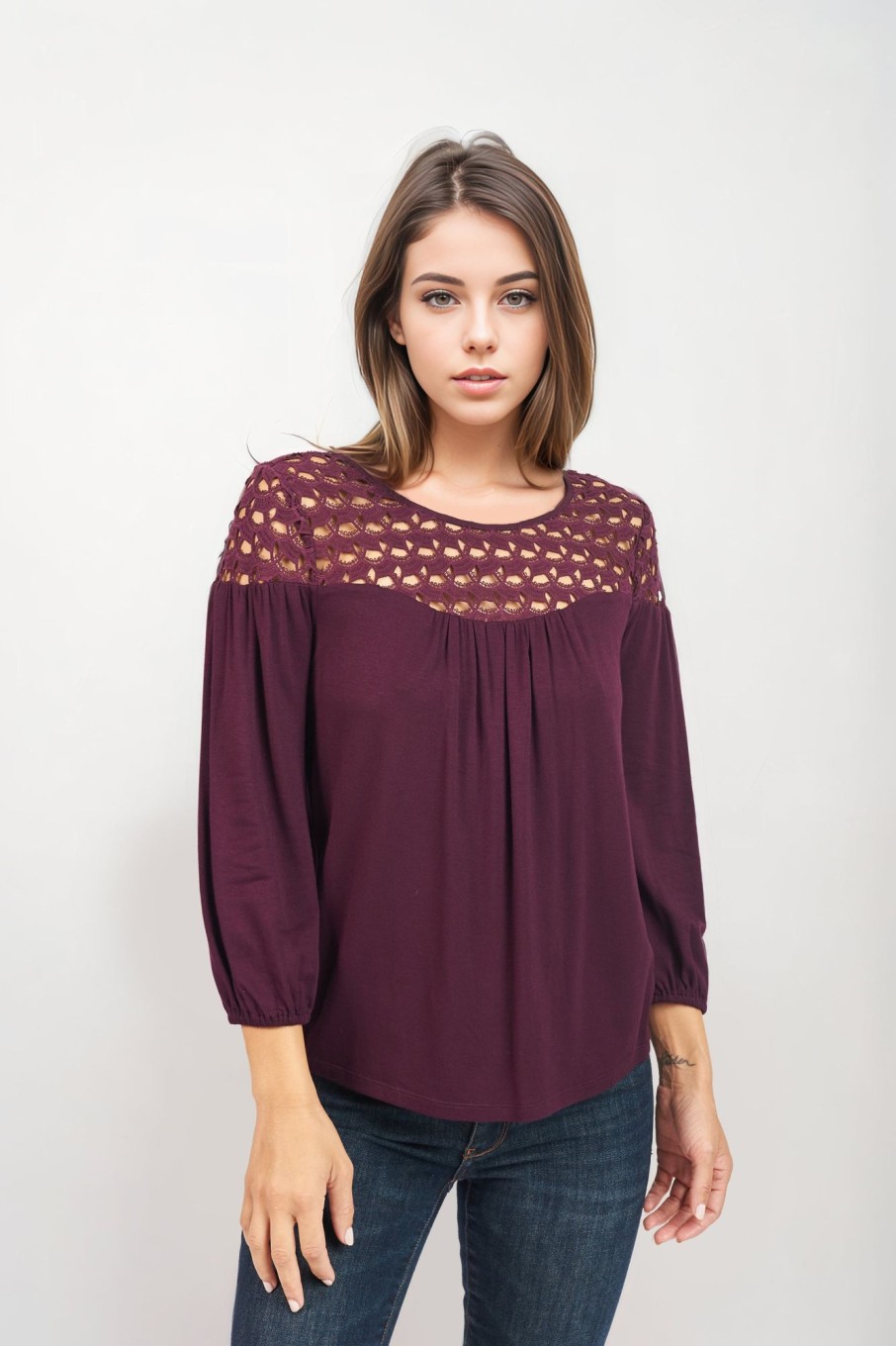 Women Daniel Rainn | Joy Dark Wine Cut-Out Top Wineberry